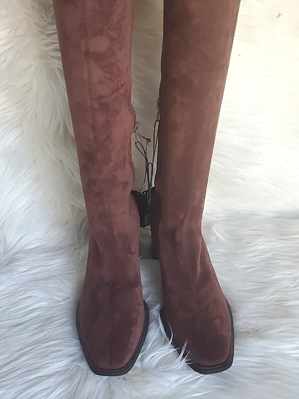 Forever 21 Brown Over The Knee Side Zipper Suede Boot SZ 6